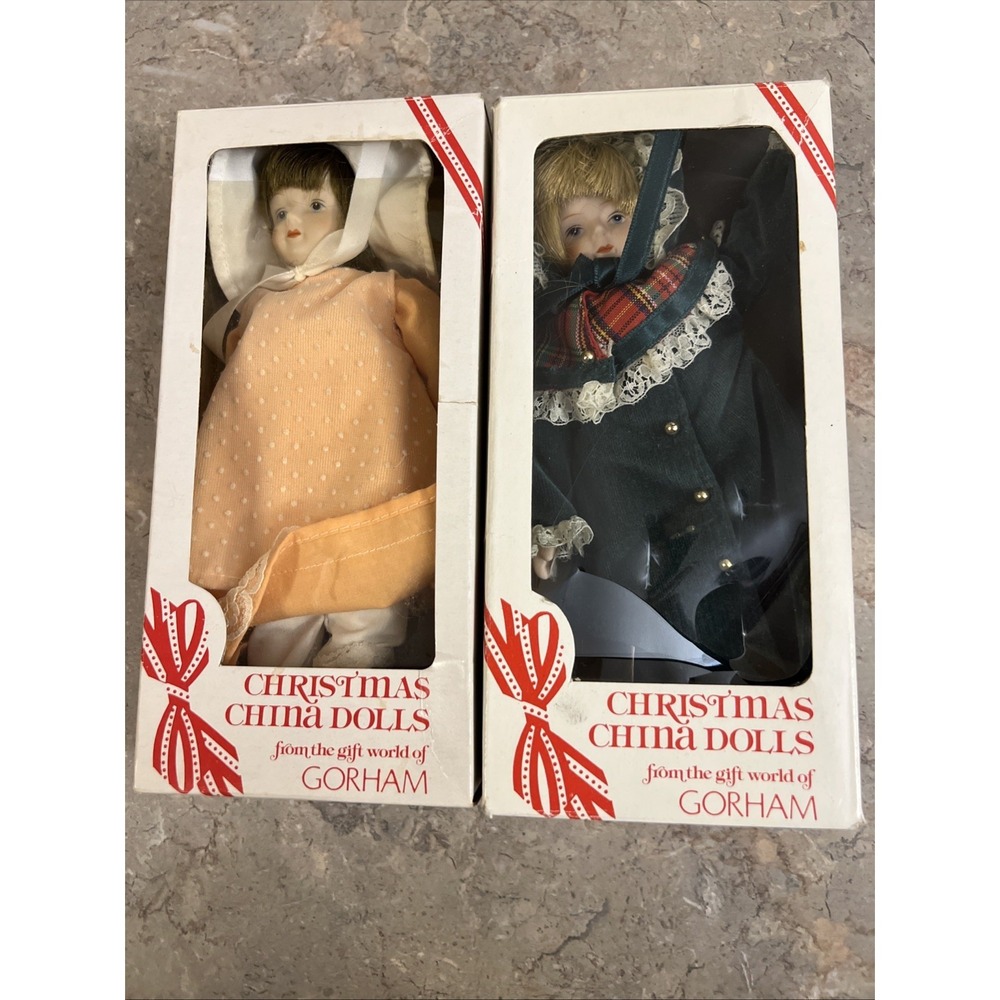 2 Vintage Gorham Porcelain Christmas Caroling dolls